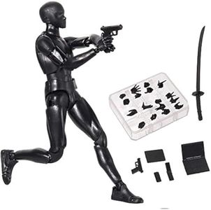 AXITWXIT Action Figures Body-Kun DX & Body-Chan DX PVC Figure Model Drawing for S H Figuarts with Box for Artists (Black, Male)