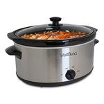 West Bend 87156 Oval Manual Slow Cooker with Ceramic Cooking Vessel and Glass Lid, 6-Quart, Silver