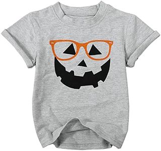 Toddler Halloween Shirt Boys Girls Pumpkin Face Ghost Shirts Jack O' Lantern Tops Kids Halloween Outfit Short Sleeve Tee
