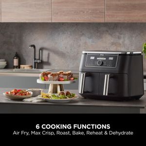 Ninja Foodi MAX Dual Zone AirFryer, 9.5L, 6-in-1, 2 Drawers – Non-Stick, Black