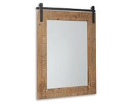 Signature Design by Ashley Lanie Rustic Accent Mirror with Metal Faux Barn Door Track, Brown & Black