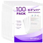 Savveffort 100PCS Clear Sheet Protectors 8.5 x 11 inch Page Protectors for 3 Ring Binder, Plastic Sleeves for Papers, Document and Photos