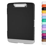 Piasoenc Clipboard with Storage, 8.5x11" Storage Clipboards with Pen Holder and A4 Legal Paper Folder, Heavy Duty Plastic, Folio & Side-Opening, Low Profile Clip, for Nurses, Teachers, Lawers, Black