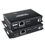 HDMI USB KVM Extender Kit 1080P, BolAAzuL 50M HDMI KVM USB Extender Balun Over RJ45 Cat5e/6 Network Cable with Loop Out & POC Function, Lossless Trans Flexible Distance