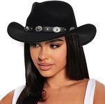 Western Outback Felt Cowboy Hat for Women Cowgirls Fedora Gus Hat Rodeo 22"-22.75" fit for M/L