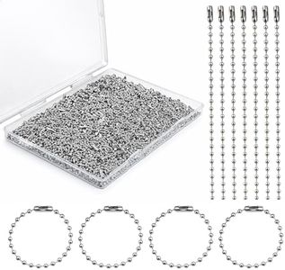 400 Pcs Long Bead Ball Chain Keychain 3.9 Inch Silver Ball Connector Clasp 2.4mm Diameter Metal Necklace Chains for Dog Tags Hanging Keychains, Jewelry Making Accessories