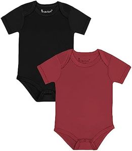 Jimonda Baby Bodysuits Rayon from Bamboo Short Sleeve Baby Boys Girls Rompers Soft Outfits Newborn Clothes (Red&Black,12-18 Months)