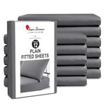 GC GAVENO CAVAILIA 12 Piece Fitted Sheets - Single Bed (91x190cm) - Bedding Sheets - Plain Dyed Microfiber Bedsheet Pack of 12-25cm Deep Pocket (10") - Easy Care Wrinkle & Fade Resistant - Charcoal