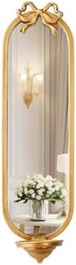 BaiYunTech 22 Inch Vintage Gold Wall Mirror with Single Folding Shelf, Antique Oval Decorative 22x6 Mirror with High-Definition Glass, Space-Saving for Bathroom, Bedroom, Entryway(Gold)