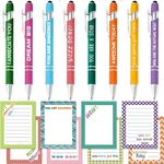 Employee Appreciation Gifts, 24pcs Inspirational Sticky Notes and Motivational Ballpoint Pens Sets, Funny Memo Pads and Pens for Staff, Coworkers,Team,Teachers,Nurses, Positive Office Supplies Bulk