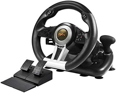 PC Racing Steering Wheel, PXN V3II USB Car Driving Race Gaming Steering Wheel with Pedals for Windows PC, PS3, PS4, Nintendo Switch, Xbox One, Xbox Series X/S
