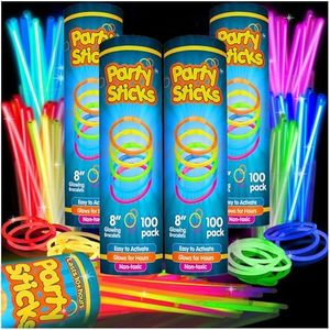 Glow Sticks Bulk Party Favors 400pk - 8" Glow in The Dark Party Supplies Light Sticks, Halloween Decorations, Glow Necklaces Bracelets Kids