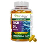Vitanergy High Concentrated Omega 3 Fish Oil Supplement - Sharper Brain, Better Cardiovascular Health - 1170mg Fish Oil Concentrate - 600mg Omega 3 - 400mg EPA, 200mg DHA - No Fishy Aftertaste - 60 Softgels - Made in Canada