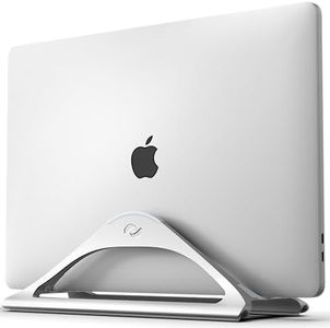 HumanCentric Soporte Vertical Plateado para computadora portátil para escritorios, Soporte Ajustable para acoplar Apple MacBook, MacBook Pro y Otros portátiles para organizar el Area de Trabajo