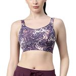 Enamor Women's 83% Polyester & 17% Spandex Sb18 Padded, Wirefree & Full Coverage High Impact Padded Non Wired Bra Lilac Run_34C