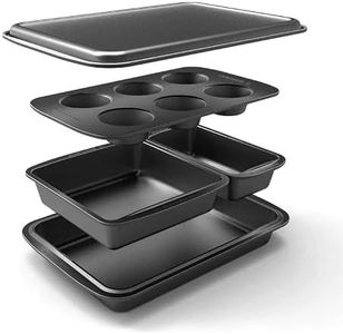 Baker's Secret Bakeware Sets Stackable Baking Set of 5 Bakeware Pans, Bakeware Set, Baking Pan Set, Muffin Pan, Roaster Pan, Square Pan, Cookie Sheet, Loaf Pan, Dishwasher Safe, Baking Supplies