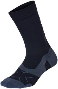 2XU Unisex Vect Crew Socks - Moisture-Wicking, Breathable, and Supportive Athletic Socks - Black/Titanium - Size Small