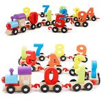 EYESIGN Wooden Train Toy Set 11pcs Train Cars Digital Toy Set-Toy Train Sets for Kids (Digital Number Train)