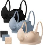 HBselect 3 Pack Women’s Nursing Bra Wireless Seamless Maternity Bra Breastfeeding Bras Bralette with Removable Bra Pads Extenders