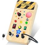 Montessori Busy Board Toy for Toddlers Wooden Busy Board with 8 Switches 15 LED Sensory Toys Light Switch Toys Travel Toys for Educational Toddler Activities for 1+ Year Old Girl & Boy Baby Toddler