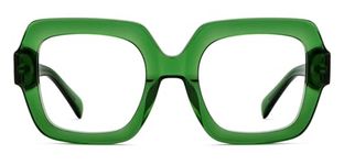 Lenskart Studio | KJO Collection | Green Full Rim Hexagonal Zero Power Bluecut & Antiglare Computer Eyeglasses For Eye Protection And Strain | Men & Women | Large | LK E17007