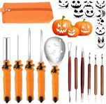 Nabance Halloween Pumpkin Carving Kit 13PCS Pumpkin Carving Kit + 10Pcs Carving Templates, Stainless Steel Halloween Decoration Accessories Halloween Pumpkin Carving Tool Set