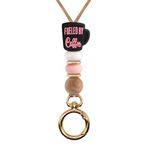 MyfavoriteK Coffee Cup Teacher Lanyard ID Badge Holder and Keys, Soft Beads Lanyard for Women Work Students, Black, Medium