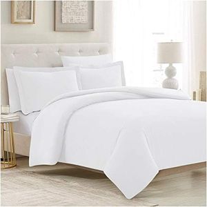 Mellanni Duvet Cover Set - 5 PC Iconic Collection Bedding Set - Hotel Luxury, Extra Soft & Cooling - Microfiber - Button Closure and Corner Ties (King, White)