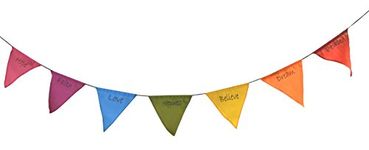 Mystery Mountain Colourful Chakra Rainbow Positive Words Affirmation Triangle Flag Bunting Wall Decoration-Fair Trade-130 cm long, Seed, 130 x 14 x 2 cm