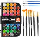 Shuttle Art 58 Pack Watercolor Paint Set, 48 Colors Watercolor Pan with 10 Paint Brushes for Beginners, Artists, Kids & Adults to Water Color Paint, Bullet Journal, Calligraphy Practice