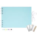 Hiwhy Scrapbook Photo Album 40 White Pages Scrap Book Memory Book 6 x 8.5 inch Guest Book Scrapbook Album Accessories with Corner Stickers for Baby Shower, Wedding, Travelling Light Blue