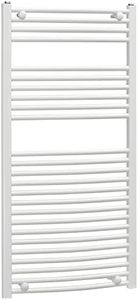 HOMCOM Curved Heated Towel Rail, Hydronic Bathroom Ladder Radiator Towel Warmer For Central Heating 600mm x 1200mm, White