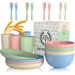 Wheat Straw Dinnerware Sets, 20pcs Correlle Dishes Dinnerware Sets Microwave and Dishwasher Safe, Lightweight Unbreakable Dish Set, Reusable Dinner Plates Kids Plates and Bowls Sets