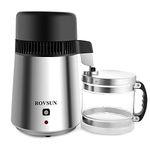 ROVSUN【Upgraded】1.1 Gallon/4L Countertop Water Distiller Stainless Steel for Home, 750W Distilled Water Machine Maker Water Distillers with Glass Container, 1L/H, Silver