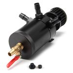 WENJTP Universal 150ml Car Oil Catch Can Kit Reservoir Tank, Compact Baffled 3-Port Oil Separator 2 Inlets 1 Outlet Black with Breather Filter + Drain Valve HTRACING