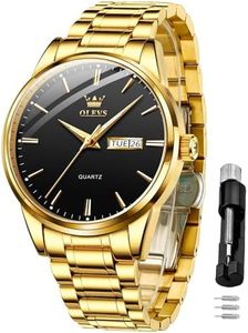 OLEVS Mens Gold Watches Business Classic Stainless Steel Watch Luxury Dress Waterproof Luminous Analog Quartz Day Date Casual Male Wrist Watch