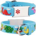 linnalove Cartoon Medical Alert id Epilepsy Bracelets for boy & Girls,Kids-Dinosaur-Blue