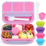 MaMix Bento Lunch Box Adult Lunch Box, Bento Box for Kids, Lunch Containers for Adults/Kids/Students,1300ML-4 Compartment Lunch Box Kids (Purple)