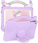 Phonebliss for iPad Pro 10.5 Inch Case 2017, for iPad Air 3rd Generation Case 2019 - Girls Women Cute Cover with Rotating Stand & Strap Purple Unique Kawaii Design Silicone for iPad Pro 10.5 Case