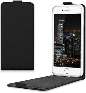 kwmobile Vertical Flip Case Compatible with Apple iPhone SE (2022) / iPhone SE (2020) / iPhone 8 / iPhone 7 - Case PU Leather Protective Flip Cover with Magnet - Black