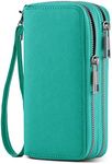 HAWEE Cellphone Wallet for Women Dual Zipper Long Purse with Removable Wristlet, Turquoise