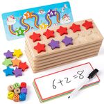 SYNARRY Wooden Ten-Frame Set, Math Games for Kindergarten Preschool 1st 2nd Grade Classroom, Kids Number Counting Blocks, Montessori Educational Toys Gifts for 3 4 5 6 7 8 Year Old