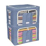 BlushBees® Living Box - Wardrobe Organizer, Cloth Storage Bags with Zip - 66 Litre, Pack of 2, Cowboy Blue