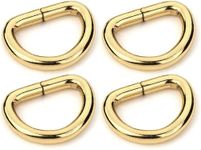 Nimida D Rings Extra Strong Golden Buckles for Straps, Un-Welded Connect Buckle for Leather Bags, Luggage, Purse Dog Lease | 4 mm thick/Outer Size 1 & 3/25” inch – | Pack of 20