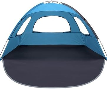 WhiteFang Beach Tent Anti-UV Portable Sun Shade Shelter for 3 Person, Extendable Floor with 3 Ventilating Mesh Windows Plus Carrying Bag, Stakes and Guy Lines (Blue)