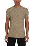 TCA Galaxy 4D-Stretch Mens Gym, Running, Training T Shirt - Gym Tops for Men, Running Top Men, Gym T Shirts Men - Khaki, S