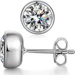 Cubic Zirconia Earrings Men Earrings Studs Diamond Stud Earrings Men Stud Earrings Men Diamond Earrings Silver Diamond Studs Halo CZ Earrings for Women Men Silver Earrings CZ Studs Fake Diamond