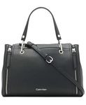 Calvin Klein Reyna Novelty Satchel, Black/Silver, One size