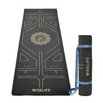 Wiselife Tru Alignment Yoga Mat + Sleek Yoga Strap For Men And Women (Probalance Tpe Material 6Mm Extra Thick Extra Long Extra Wide) (Charcoal), Black