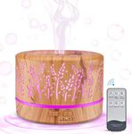 500ml Essential Oil Diffuser, YONGYAO Cool Mist Aromatherapy Scented Diffuser Humidifier for Home, Bedroom, Baby Room,Spa with 7 LED Color Lights and Auto Shut-Off, BPA-Free- Yellow Wood Grain